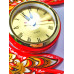 Часы настенные "Феникс", Хохлома ( Кудрина на красном фоне)