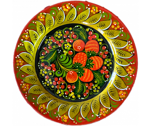 Набор тарелок D=20 см.(керамика)6 шт. Хохлома "Клубника" 